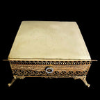 Antique French gilt brass book holder with adjustable support folded flat