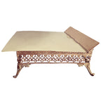 side view of Adjustable gilt brass book support on a 19th century French Napoleon III porte-livre