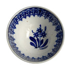 antique Petrus Regout footed Flow Blue bowl with feathered and floral decoration inside view