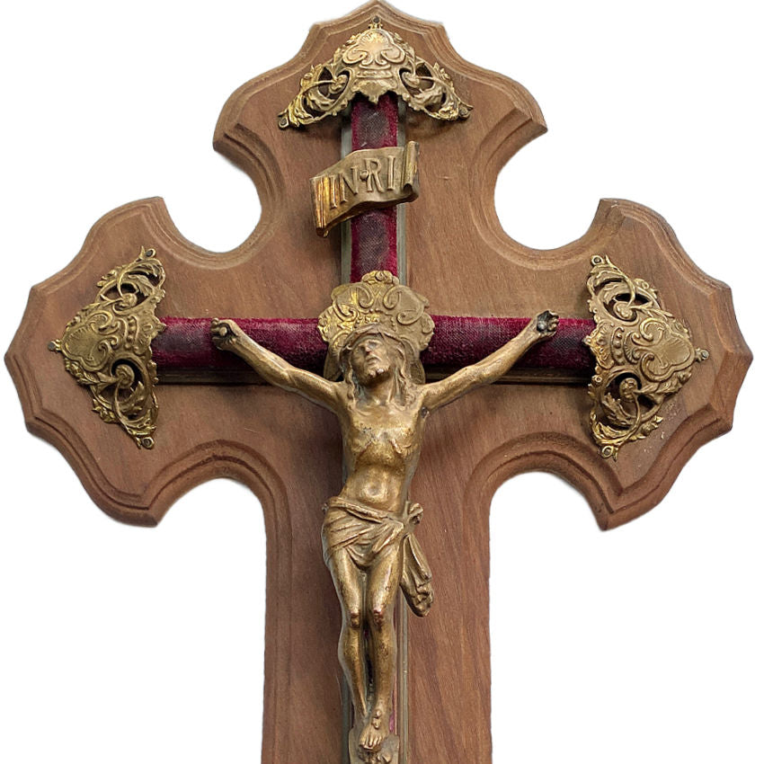 Close up detail of 19th century French bronze Corpus of Christ crucifix