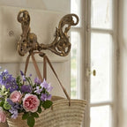 19th Century French Gilt Cast Iron Double Hook | Ornate Rococo Foliate Design