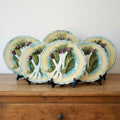 19th Century French Majolica Asparagus Plate Keller and Guerin with purple and aqua colors