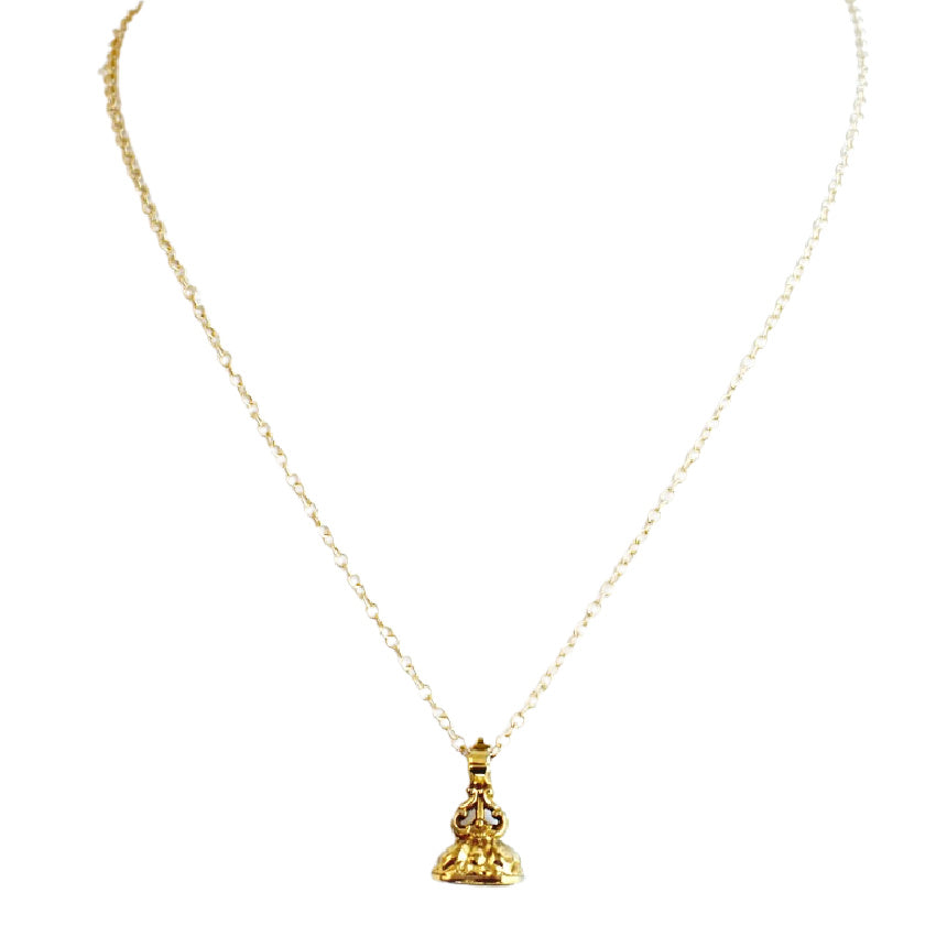 19th Century Lady&#39;s Wax Seal Necklace with Heliotrope Shield Fob