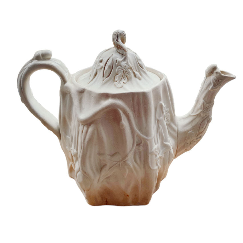 19th Century Molded Relief Teapot Acorns & Ivy