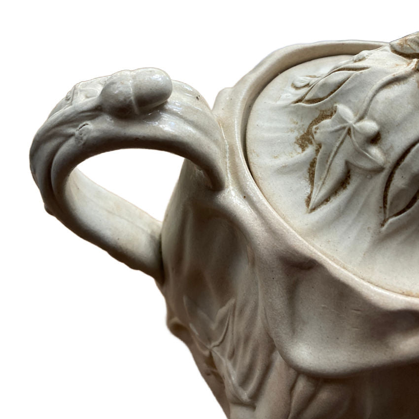 19th Century Molded Relief Teapot Acorns & Ivy