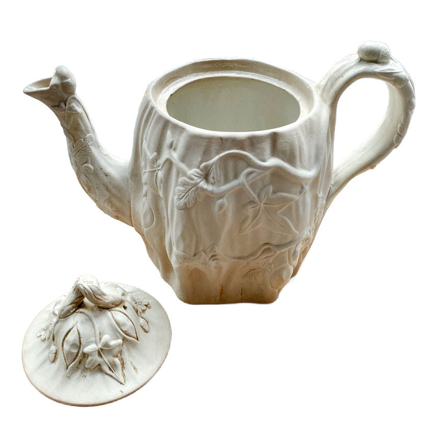 19th Century Molded Relief Teapot Acorns & Ivy