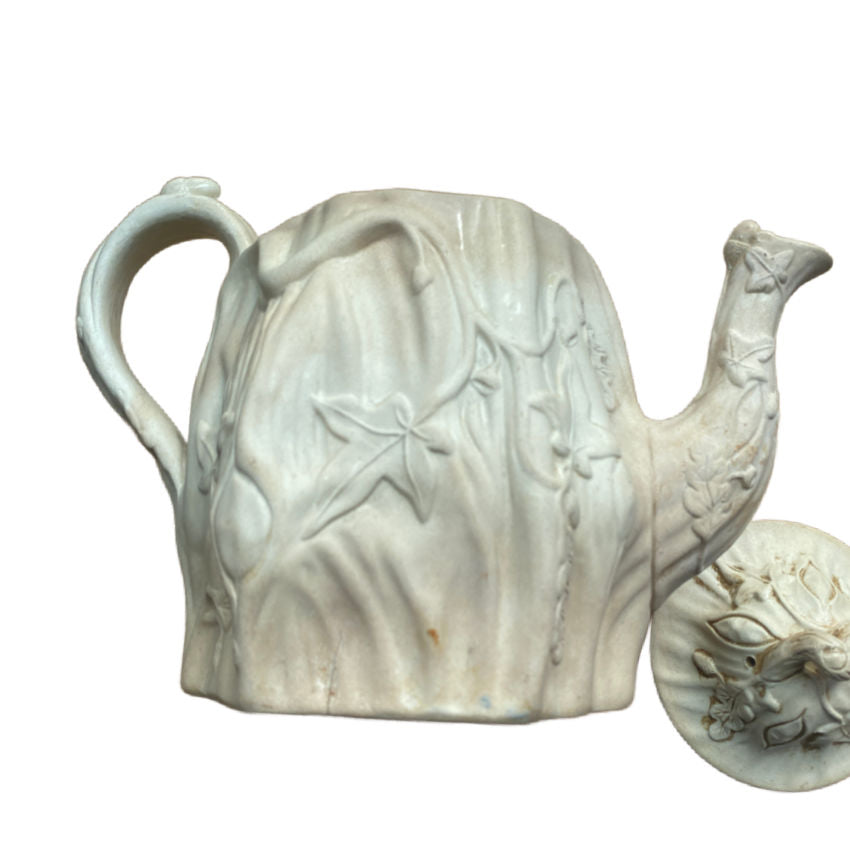 19th Century Molded Relief Teapot Acorns & Ivy
