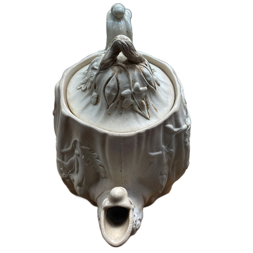 19th Century Molded Relief Teapot Acorns & Ivy