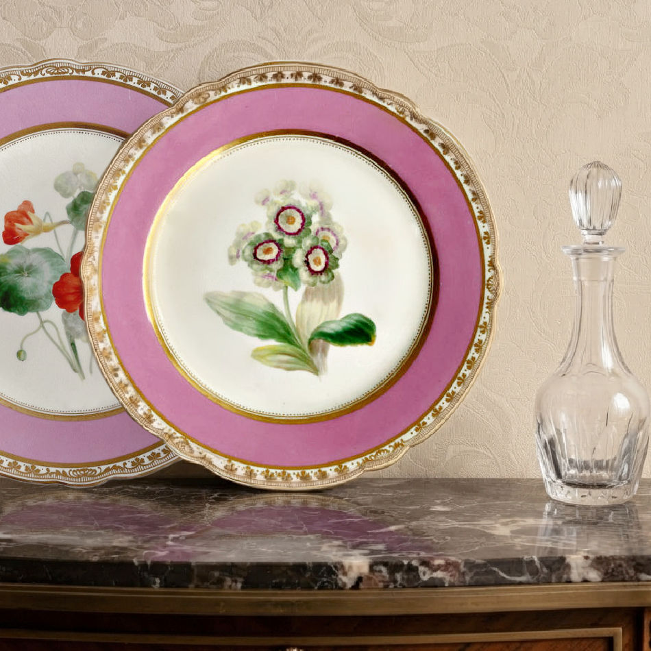 Antique Pink Vieux Paris Hand-Painted Porcelain Plate