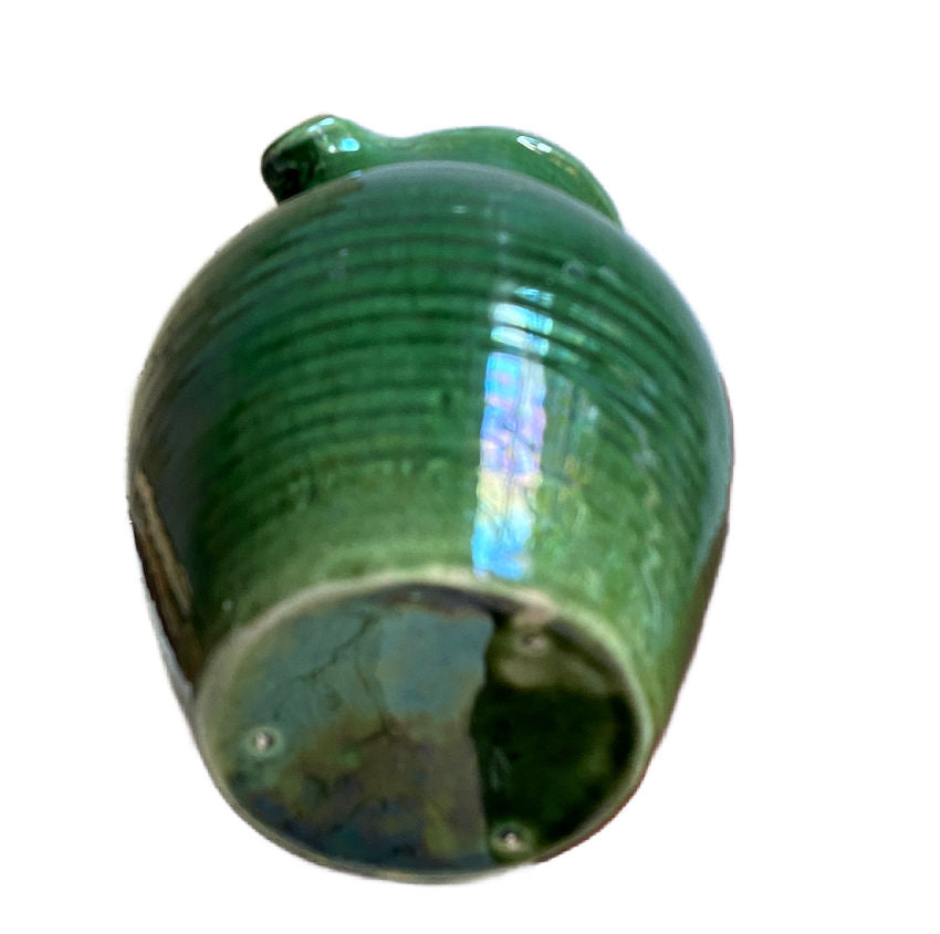 Antique French country green glazed earthenware pichet