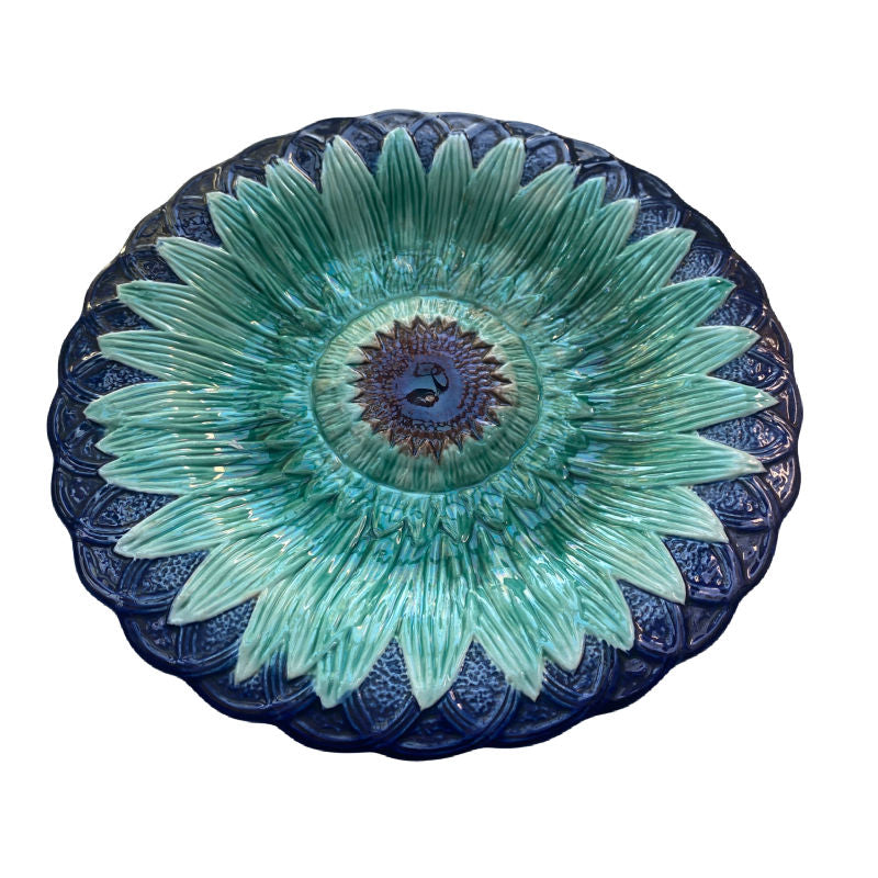 19th Century Victorian English Majolica Sunflower Plate B