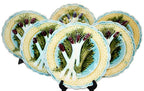 French 1850s Majolica Asparagus Plate With Scalloped Edge