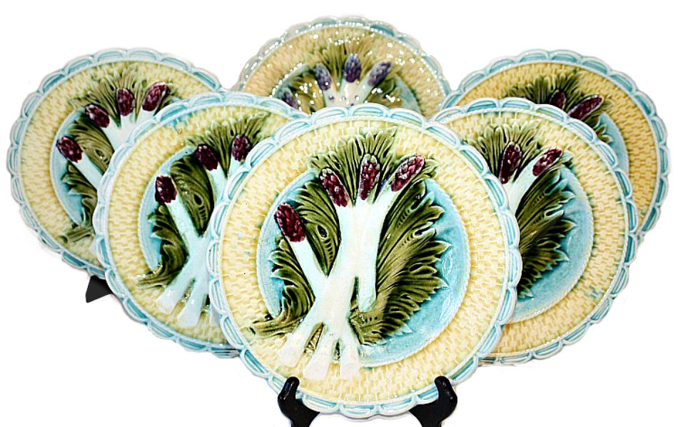 19th Century French Majolica Asparagus Plate