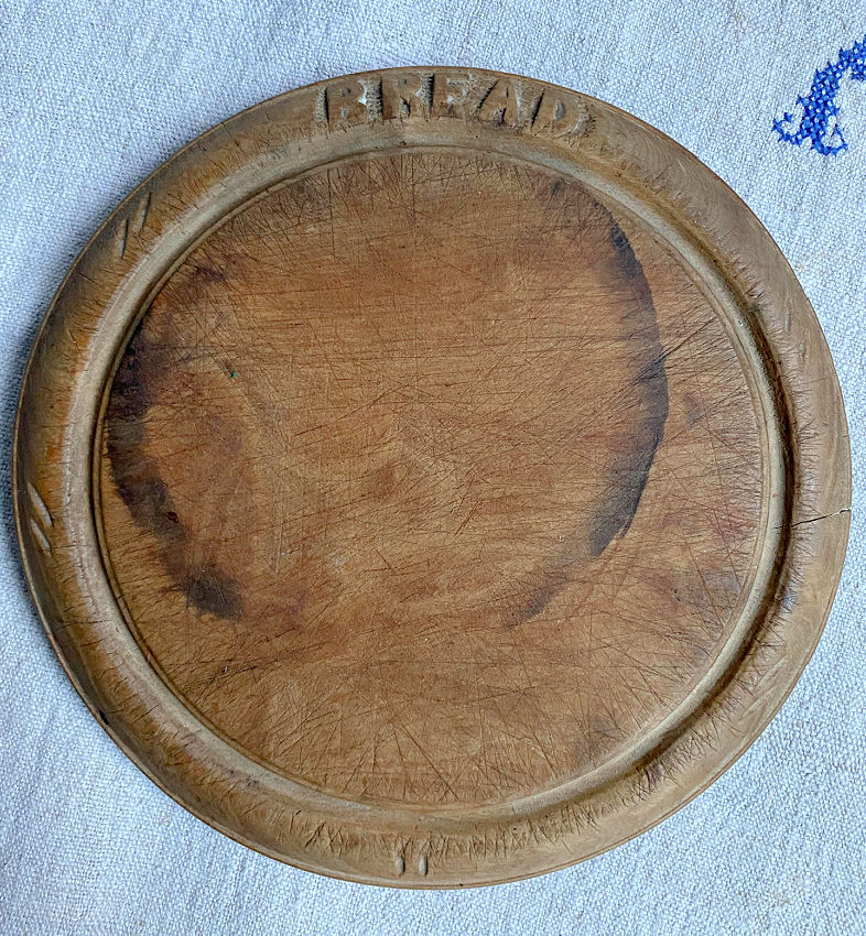 antique dark oak treen bread serving set Victorian