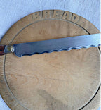 Decorative Antique Pine Wood Bread Plate & Knife