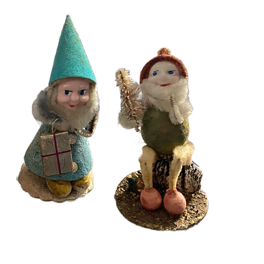 3 Vintage Christmas Dwarfs or Pinecone Elves