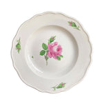 Stunning ntique Meissen pink rose appetizer plate in hand-painted porcelain. Romantic European floral china for elegant entertaining.