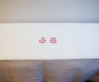 Antique French Metis Hand Woven Table Runner Red Monogram A B