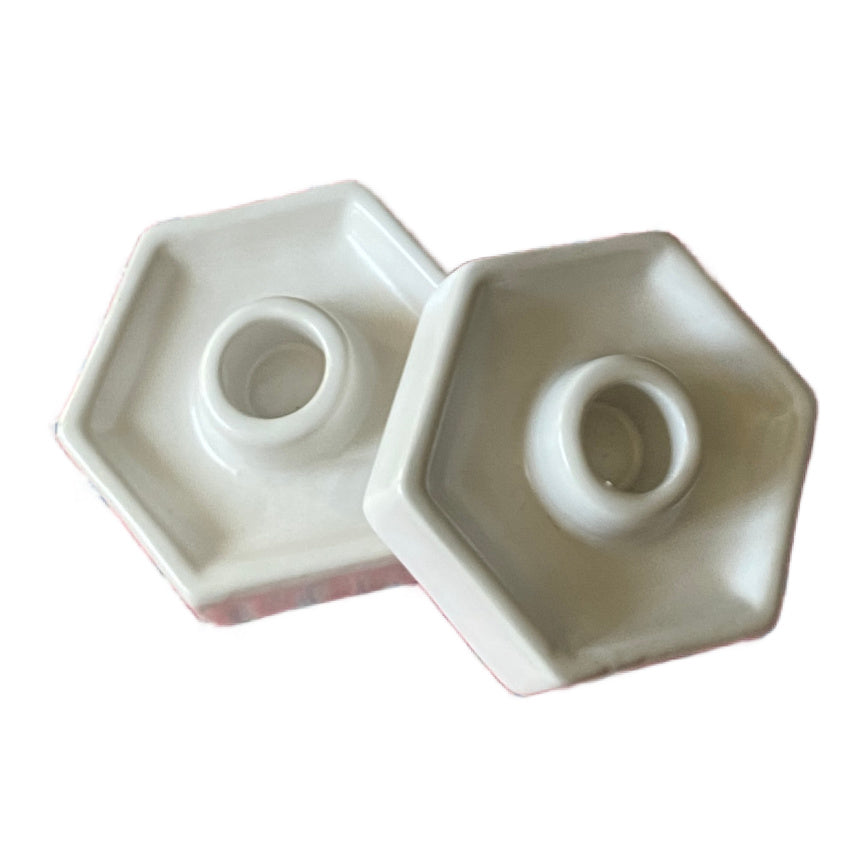 Abeille White Ceramic Taper Candle Holder