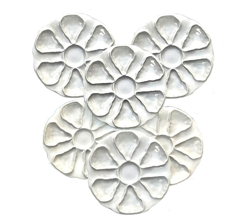 Antique French Oyster Service Platter with Six Plates