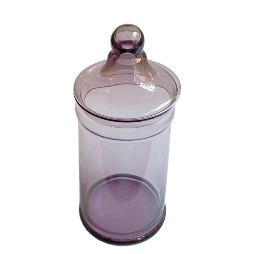 Amethyst Lavender Glass Apothecary Jar with Domed Lid – French Vanity Style Storage