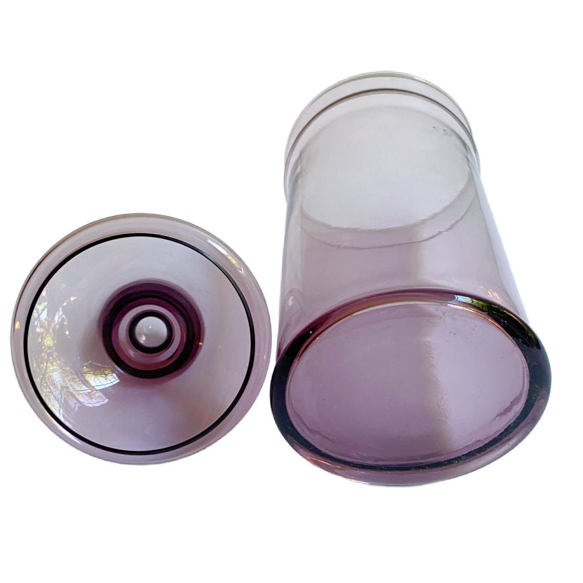 Amethyst Lavender Glass Apothecary Jar with Domed Lid – French Vanity Style Storage