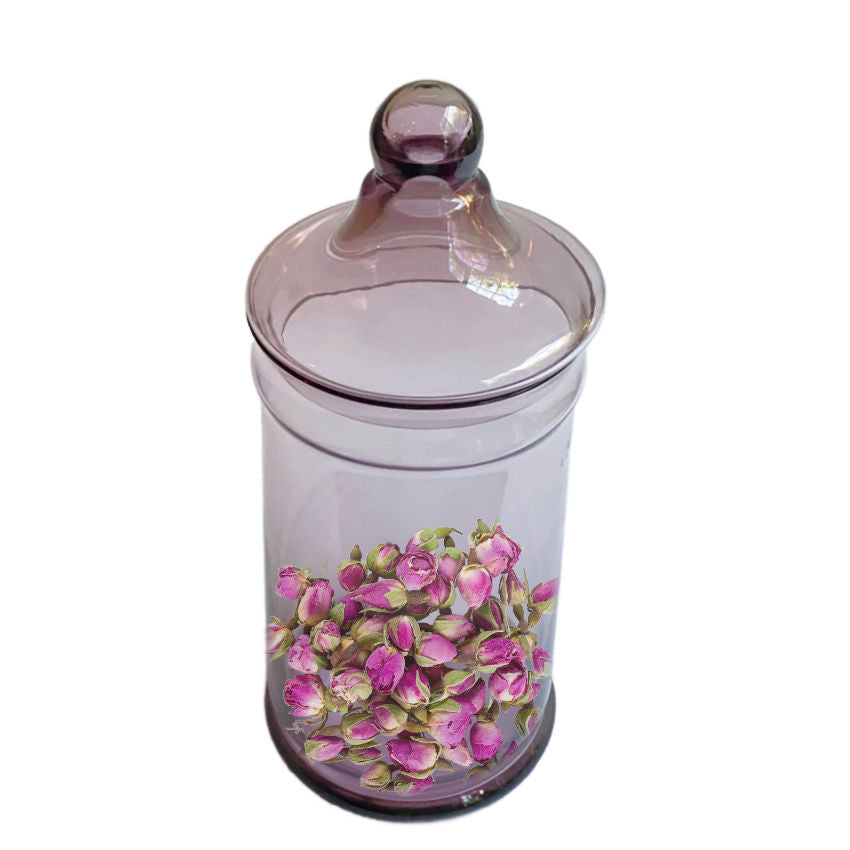 Amethyst Lavender Glass Apothecary Jar with Domed Lid – French Vanity Style Storage