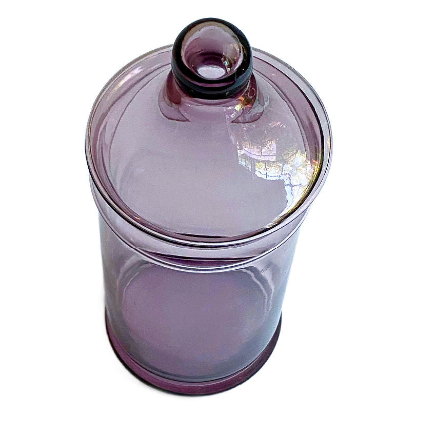 Amethyst Lavender Glass Apothecary Jar with Domed Lid – French Vanity Style Storage