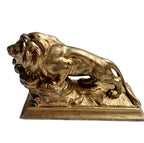 lion presse papier, gilded metal lion, antique paperweight, French desk accessory, French lion sculpture, gilt metal paperweight, library décor, gentleman’s office, collectible lion, French decorative object, antique gilt figure