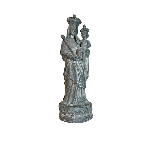 Antique French Metal Madonna & Child Figure Crown du Chene