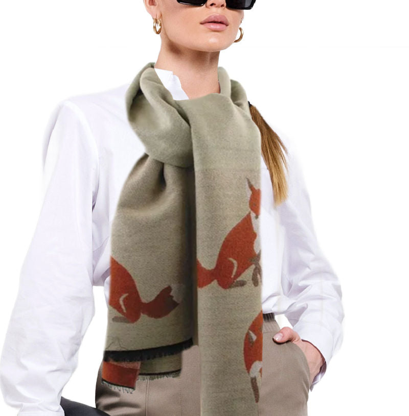 Chasse au Renard Large Wrap Cream Gres