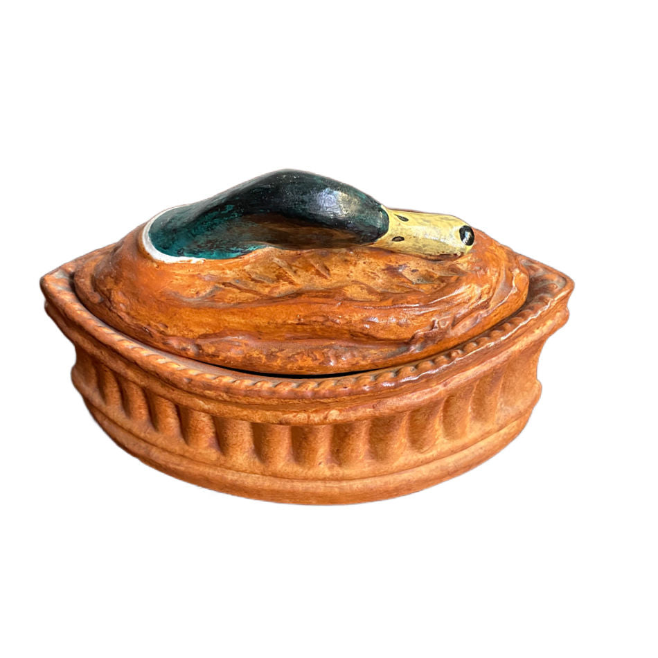 Antique French Trompe L&#39;oeil Porcelain Mallard Duck Pate Tureen Pillivuyt