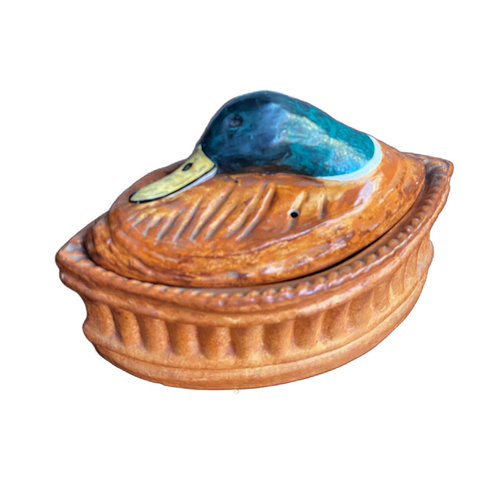 Antique French Trompe L'oeil Porcelain Mallard Duck Pate Tureen Pillivuyt