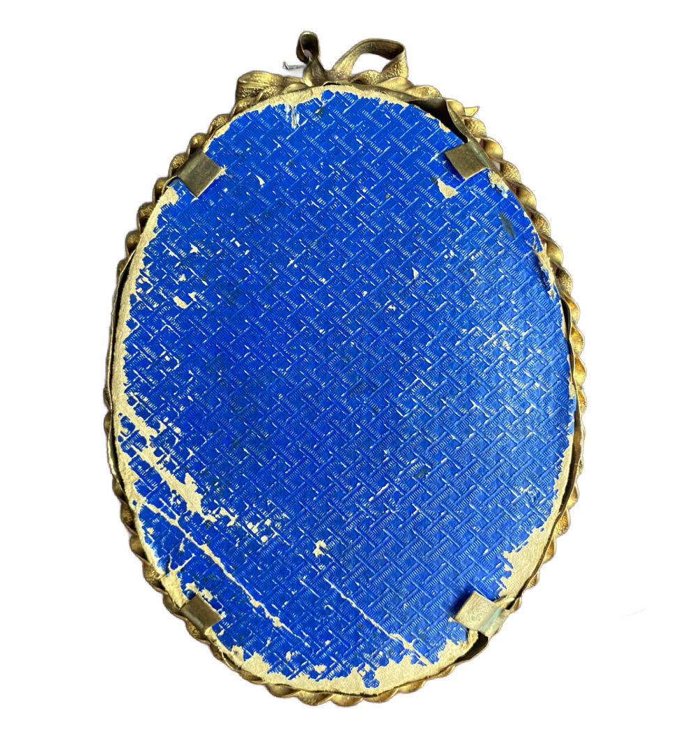 Back Papered detail of ornate gilt frame with rich merlot velvet backing interior