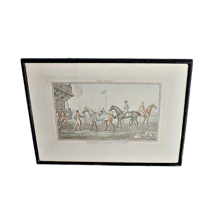 Antique Aquatint Engraving Horse Racing 1836