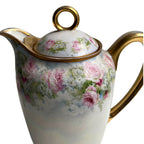 Antique Hand Painted Pink roses chocolate pot set