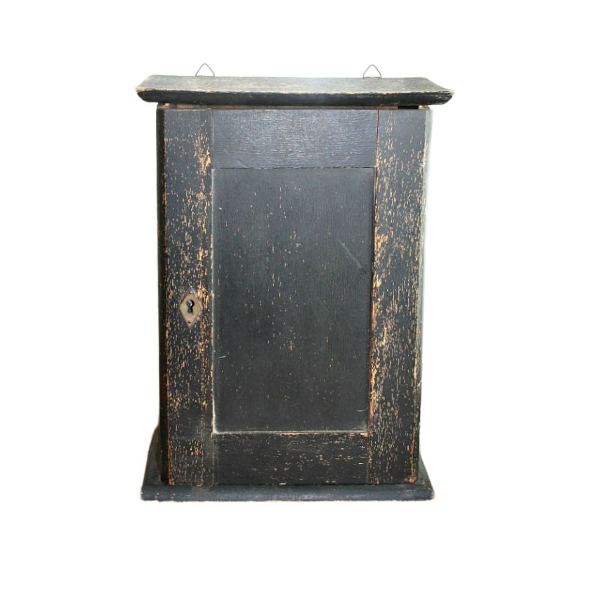 Antique Continental Hanging Black Wood Country Cabinet