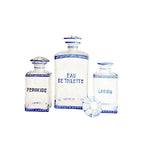 Rare blue Bohemian etched glass dressing table set with three vanity bottles in the style of Friedrich Egermann. Art Deco Czech Bohemian art glass, finely engraved, beautiful art deco stoppers