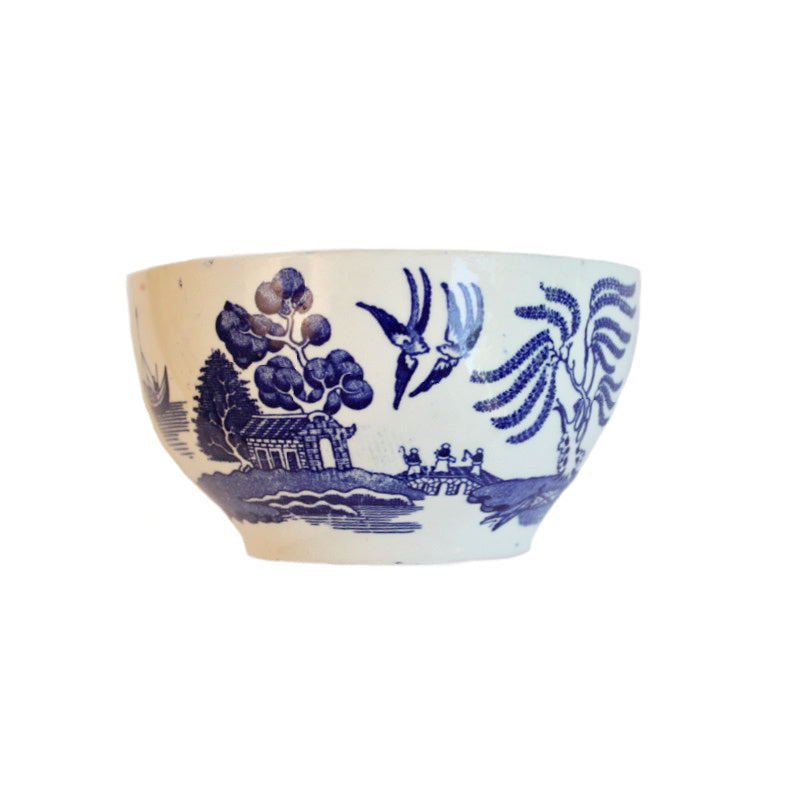 Antique Blue Willow Chinoiserie Ironstone Bowl