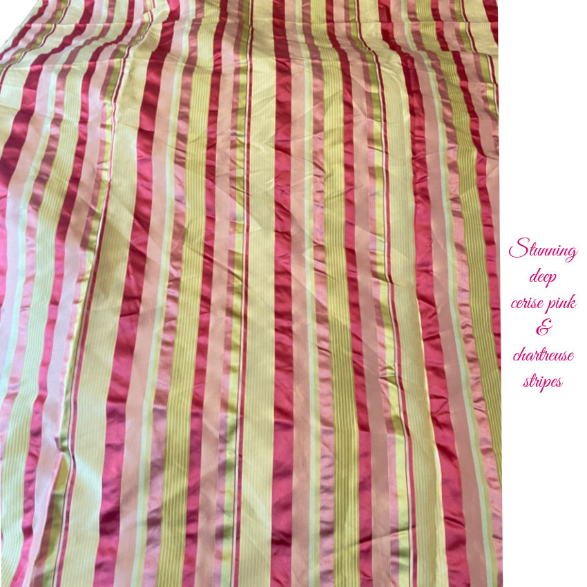 French Chateau Cerise & Chartreuse Silk Fabric