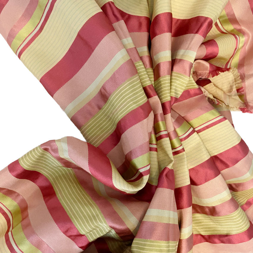 French Chateau Cerise & Chartreuse Silk Fabric