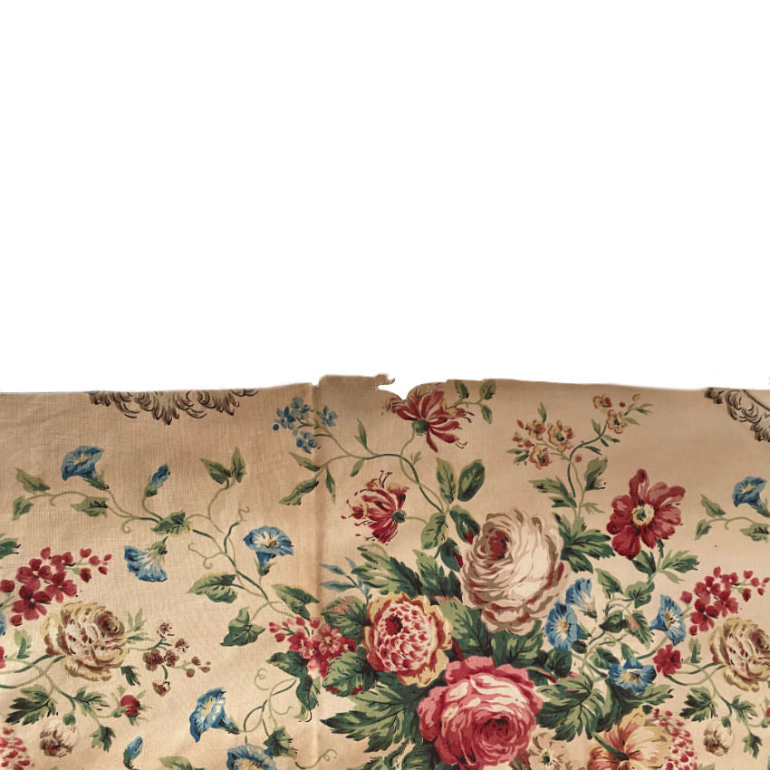 Antique French Chateau Large Rose Bouquets Cutter Fabric