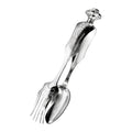 Rare Antique Dutch Silver Serving Tongs - Jointed Fork & Spoon Richly Engraved
