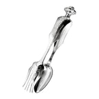 Rare Antique Dutch Silver Serving Tongs - Jointed Fork & Spoon Richly Engraved