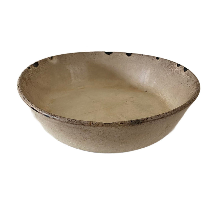 very early stoneware French Country primitive bowl