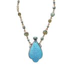 Antique aqua enamel and sterling silver chatelaine perfume bottle necklace from the Belle Époque. A rare, romantic heirloom jewelry piece.