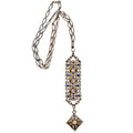 antique watch chain necklace, enameled watch chain, victorian enamel jewelry, antique filigree necklace, jewel toned antique jewelry, victorian statement necklace, antique chain necklace, heirloom jewelry, antique enamel necklace, collectible antique jewelry