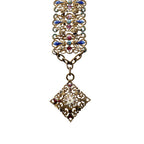 antique watch chain necklace, enameled watch chain, victorian enamel jewelry, antique filigree necklace, jewel toned antique jewelry, victorian statement necklace, antique chain necklace, heirloom jewelry, antique enamel necklace, collectible antique jewelry
