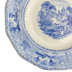 Mid 1800's Edward Challinor Pearlware Plate Blue and White Garden Scene