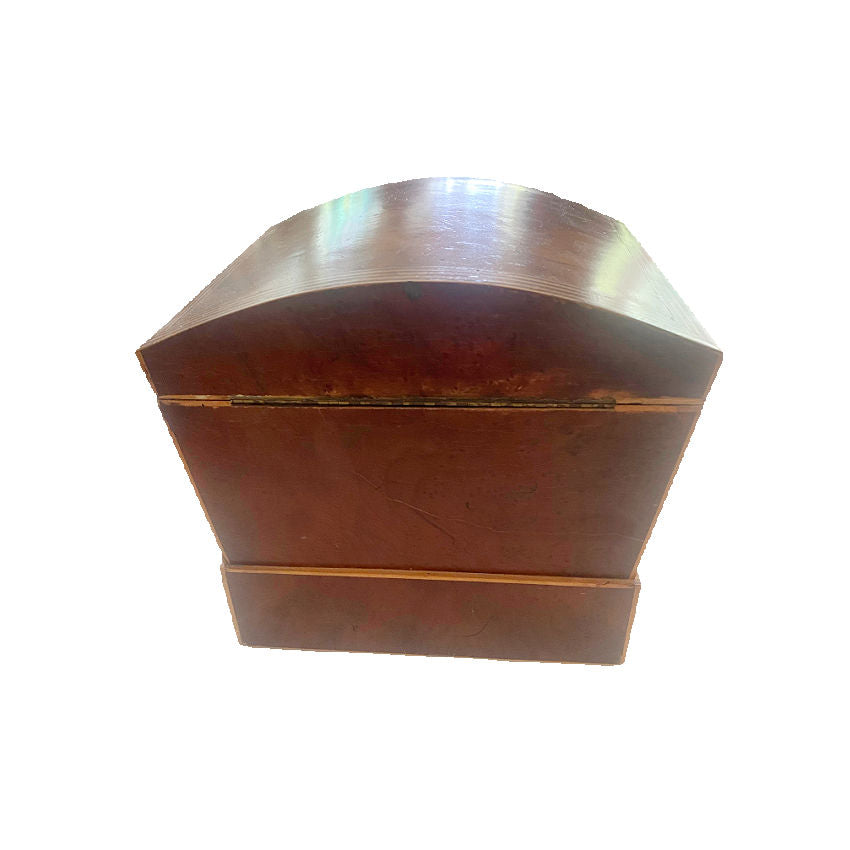 Antique Regency-Style Wood Silverware Chest with Fitted Drawer and Key